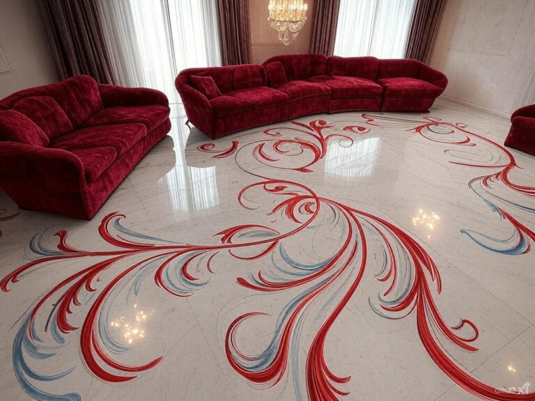 marble inlay flooring floral design