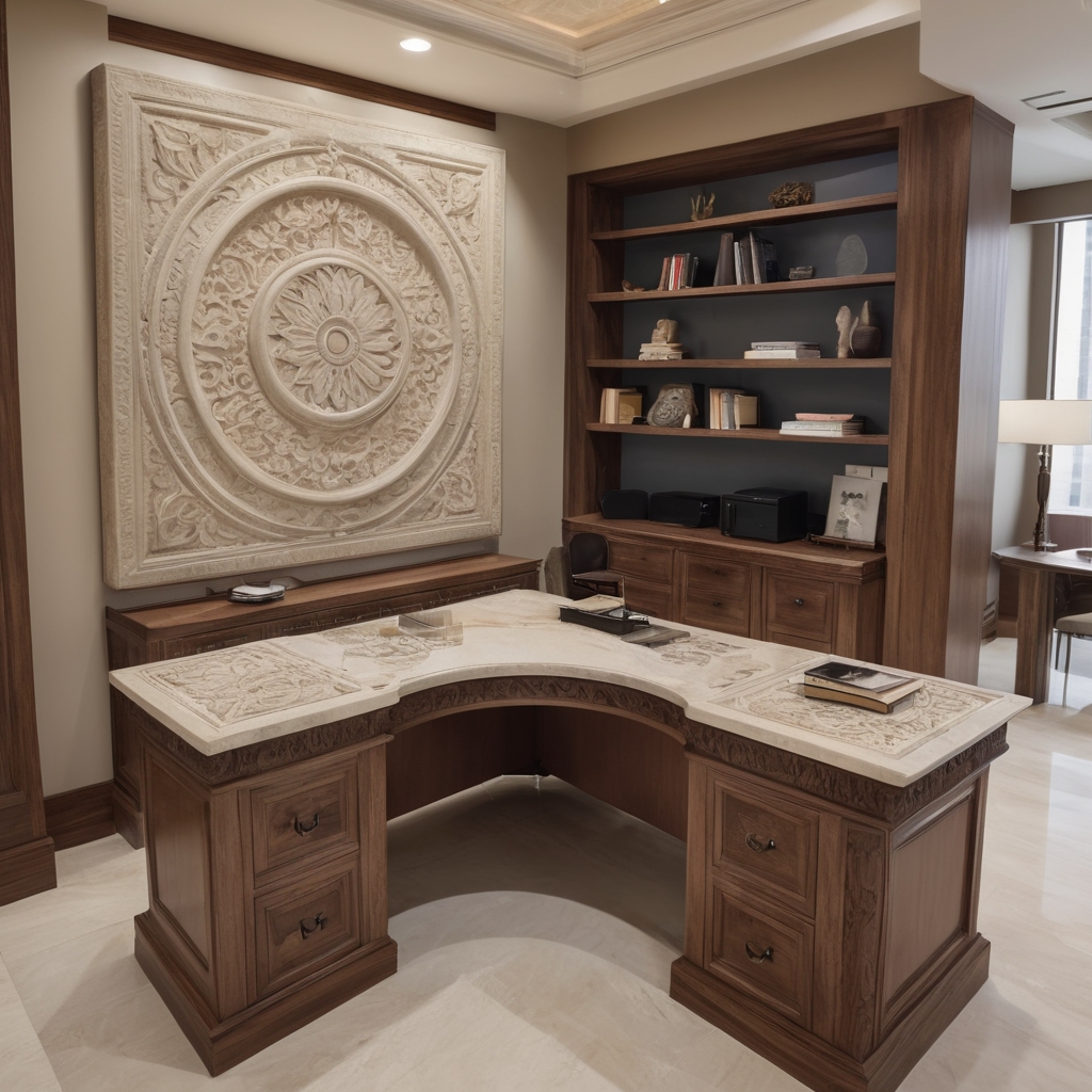 Small Office Layout with Custom Stone Carving by attari marble art