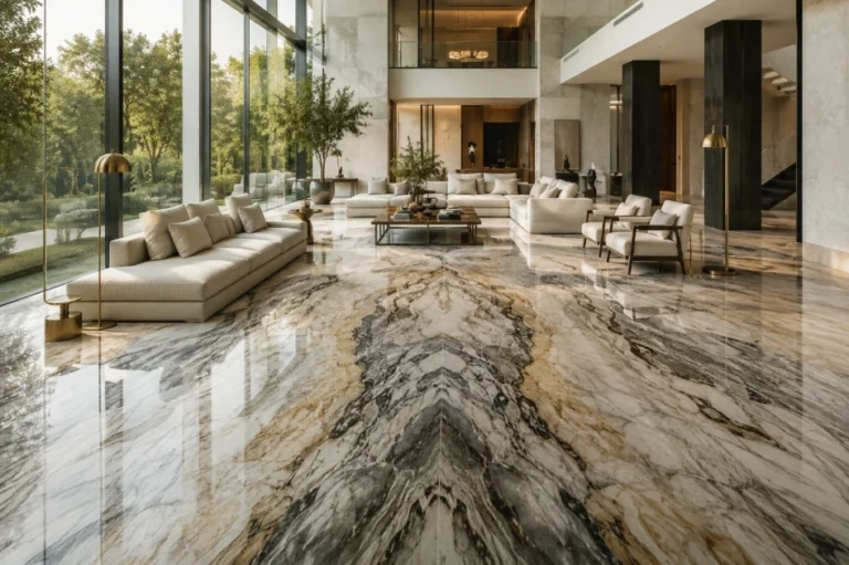 Modern Luxury Living Room with Marble Floors